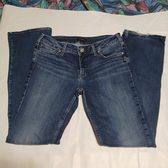 Silver Jeans Suki Slim Boot Women's W32/L33 Mid Rise Embroidered stretch indigo - Picture 3 of 9